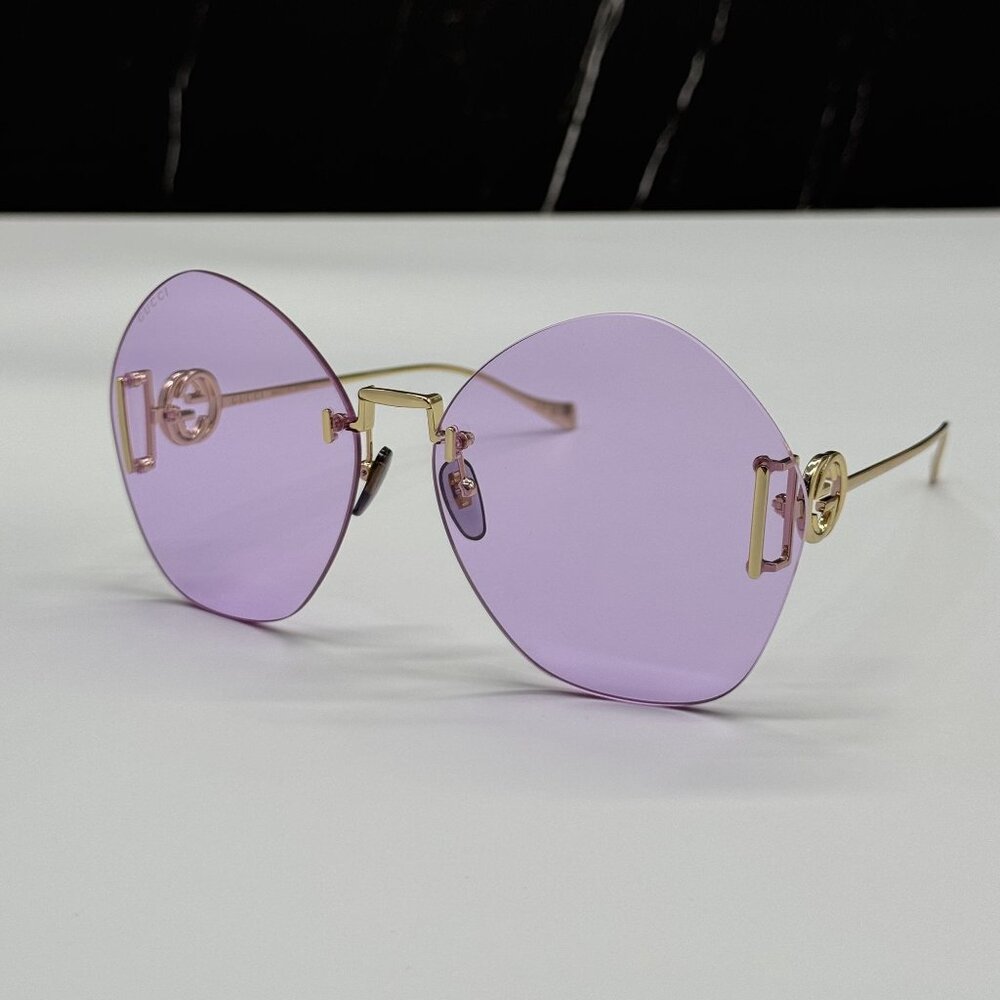 NEW GUCCI GG1203S 001 WITH GOLD CHAIN GUCCI SUNGLASSES - Picture 3 of 13